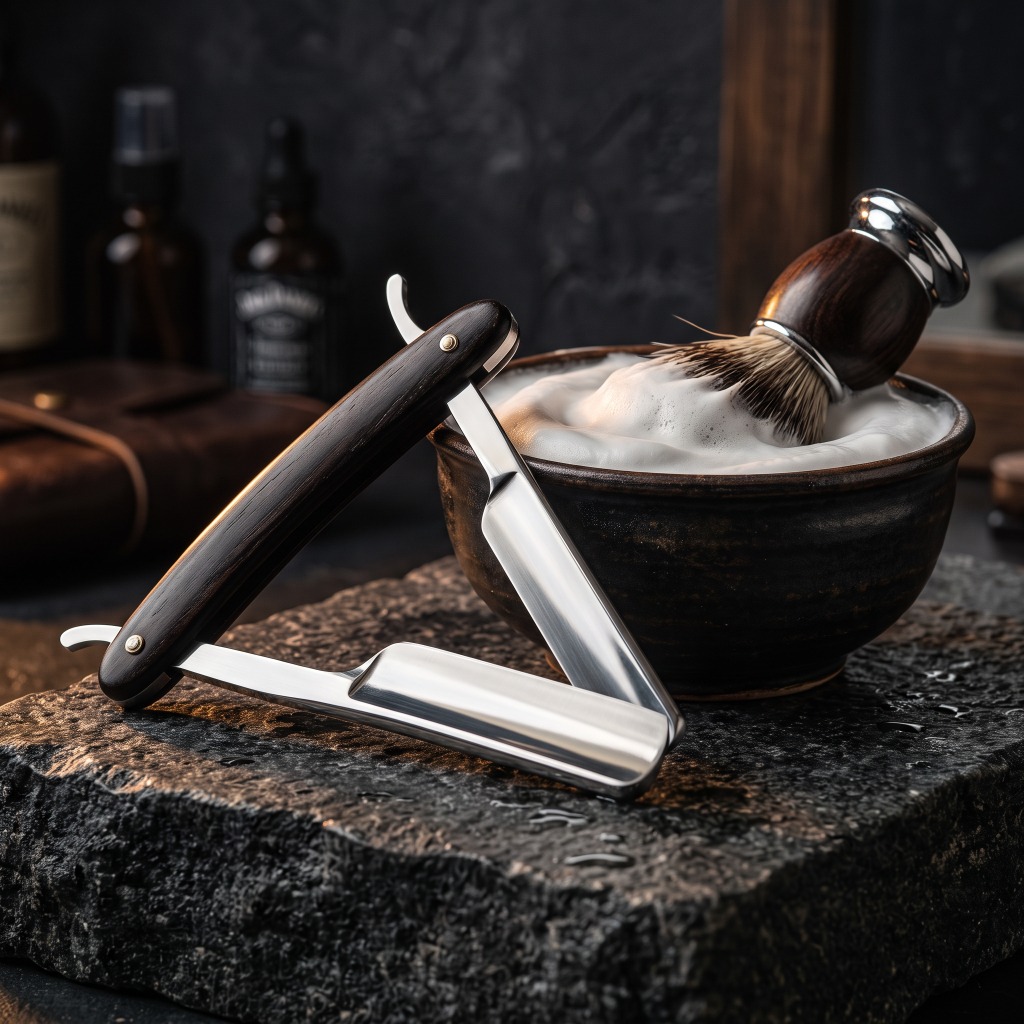 Classic Straight Razor and Shaving Foam