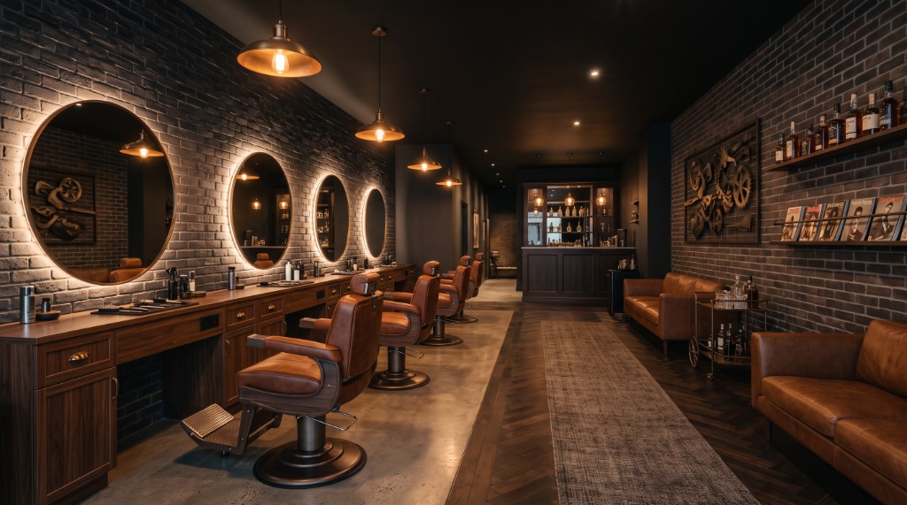 The Man Cave Salon Interior Lounge
